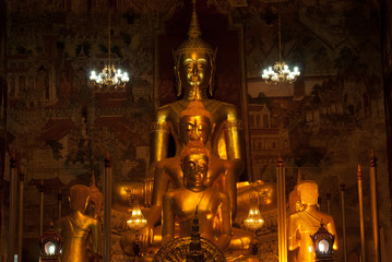 Golden Buddha in Thai church .