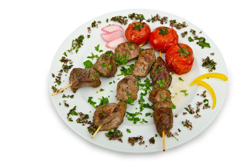 Meat kebab served in plate