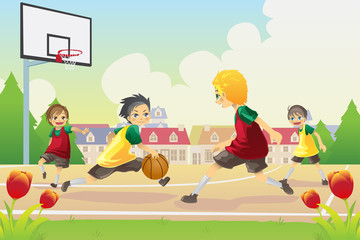 Kids playing basketball