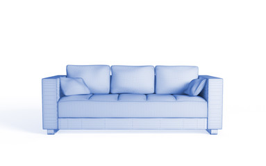 3d wireframe of a modern sofa.