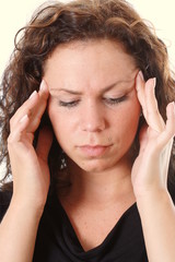 young woman has headache