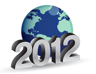 2012 New Year concept with blue Earth globe