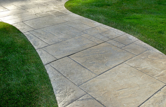 Lawn and paved walkway