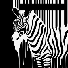 vector zebra silhouette with smudges barcode