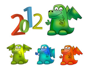 Fototapeta premium Year of Dragon (Cartoon vector Dragon)