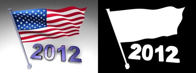 2012 design and USA flag on a pole with alpha channel
