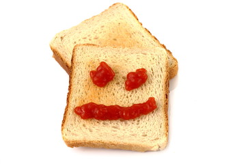 Crusty Bread Toast isolated on white background