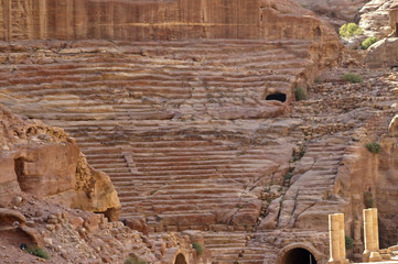 Ancient amphitheater. The Monastery Petra in Jordan