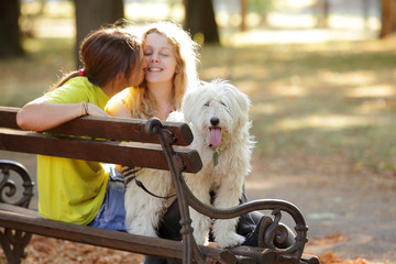 Young people with dog