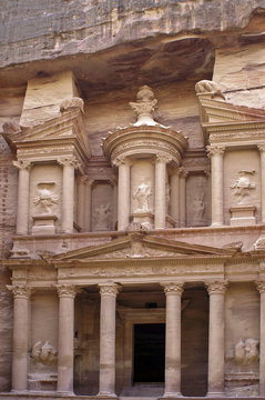 Treasury, Al-Khazneh, close up. The Monastery Petra in