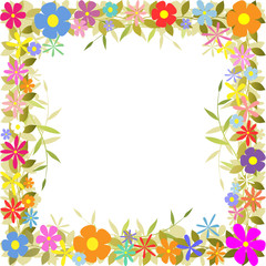 Fototapeta na wymiar A Floral Border with Flowers and Leaves