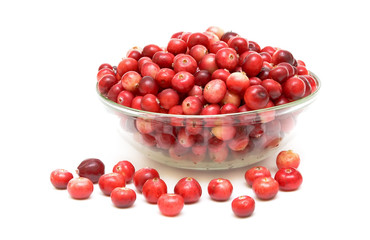 cranberries in a glass bowl