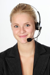 Junge Frau mit Headset
