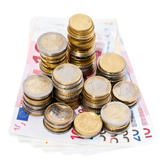 Piles de monnaie d'euros