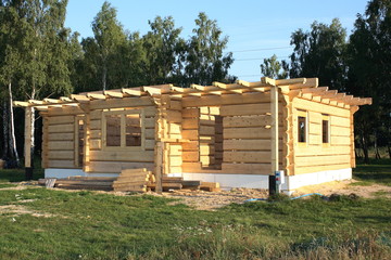 wooden home under construction