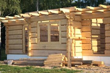 wooden home under construction