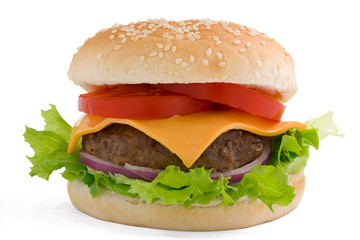Cheeseburger Isolated on white.