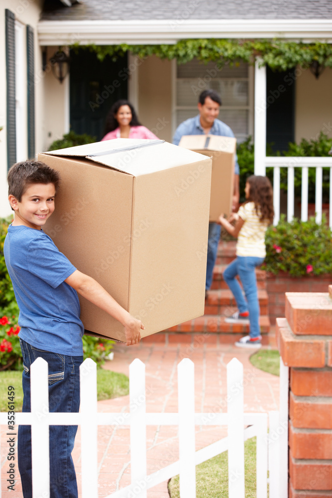 Poster family moving into rented house