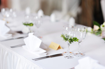 Table set for an event party or wedding reception