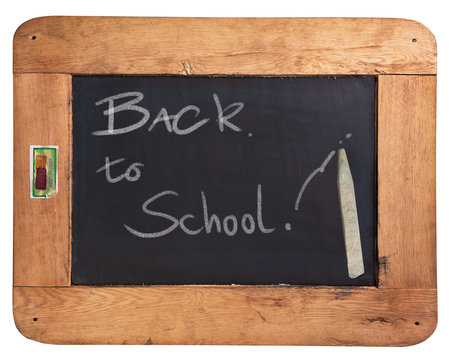 Black board wooden frame with back to school