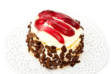 cake with cream and chocolate chips