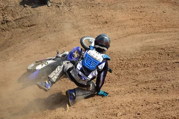 Fotobehang Motorsports mx rider turning falls © VVKSAM