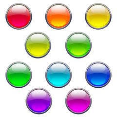 Set of color glass buttons