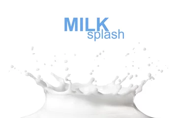 Tuinposter Milkshake Melk splash geïsoleerd op wit