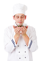 Chef with salad