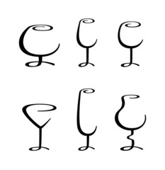calligraphical alcoholic glass