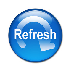 Boton brillante simbolo y texto Refresh