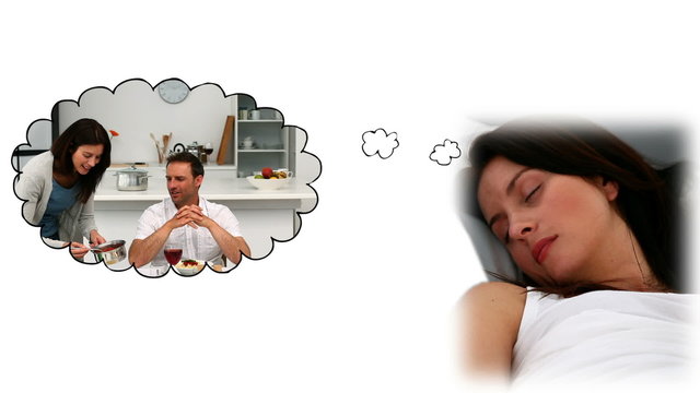 Woman dreaming about dinner time