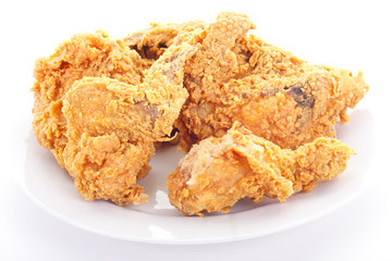 Plate of Crispy Fried Chicken on a White Plate