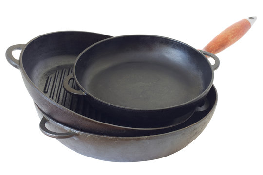 A kit of cast iron pans