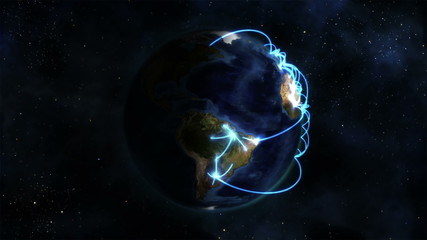 Shaded Earth image of NASA with connections