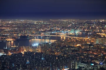 Fotobehang New York City Manhattan skyline aerial view at dusk © rabbit75_fot