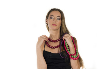 Beautiful young woman with with beads