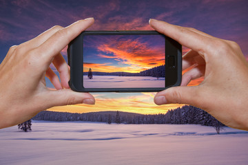 Winterfoto mit Handy