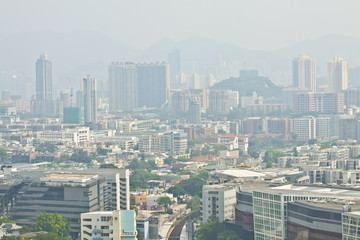 Kowloon area of Hong Kong downtown at day time