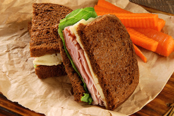 Ham and cheese on Rye