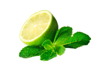Mint and lime isolated