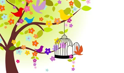 Cercles muraux Oiseaux en cages anniversaire