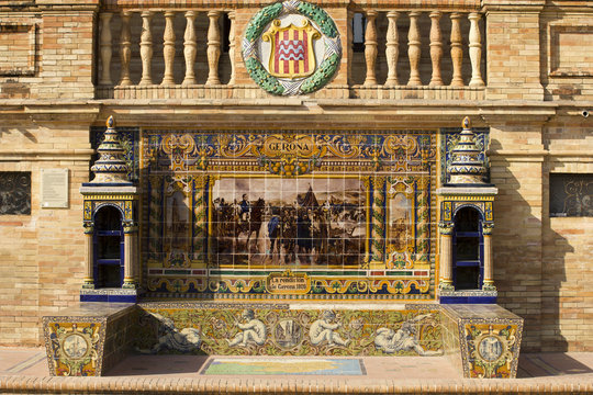 Panchina dedicata a Girona nella piazza di Spagna, Siviglia