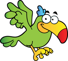 Obraz premium Parrot Cartoon Character Flying