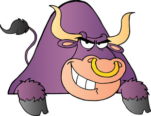 Purple Bull Over A Sign