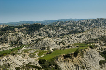 Fototapeta na wymiar Valle dei Calanchi (Badlands Valley) near Aliano, Italy