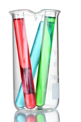 Test-tubes with liquid on gray background