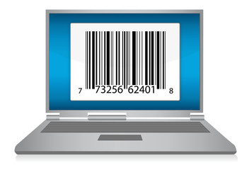Laptop with Barcode illustration design