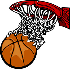 Obraz premium Basketball Hoop with Basketball Cartoon