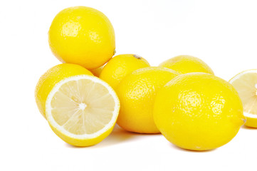 Group of lemons isolated in white